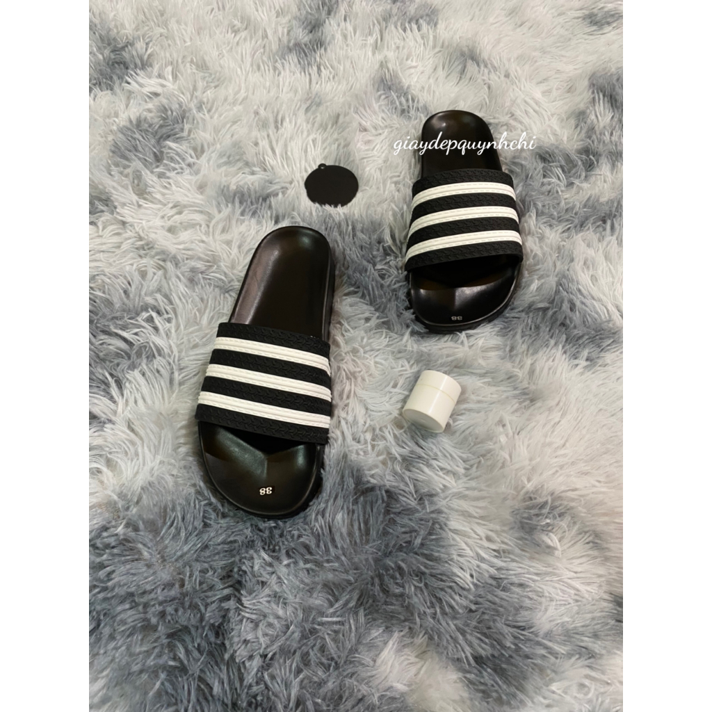 Dép lê thời trang quai ngang nam nữ đẹp kẻ sọc đen trắng.Hàng sẵn kho 2 màu