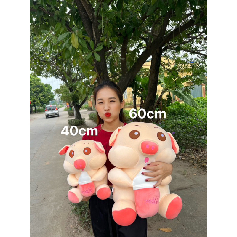 Gấu bông heo ôm bình sữa lợn bú bình cute- Tặng 1 gấu mini khi mua size 80cm 1Mét gaubongbanhbao.vn-m010