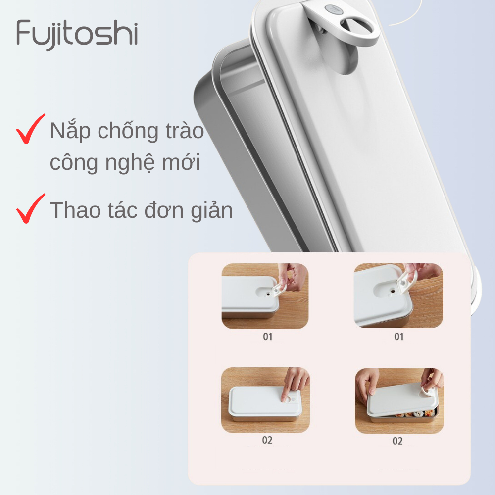 Hộp cơm cắm điện Fujitoshi - Bear 4 chế độ nấu tự động có hẹn giờ 2 Tầng 3 khay cao cấp