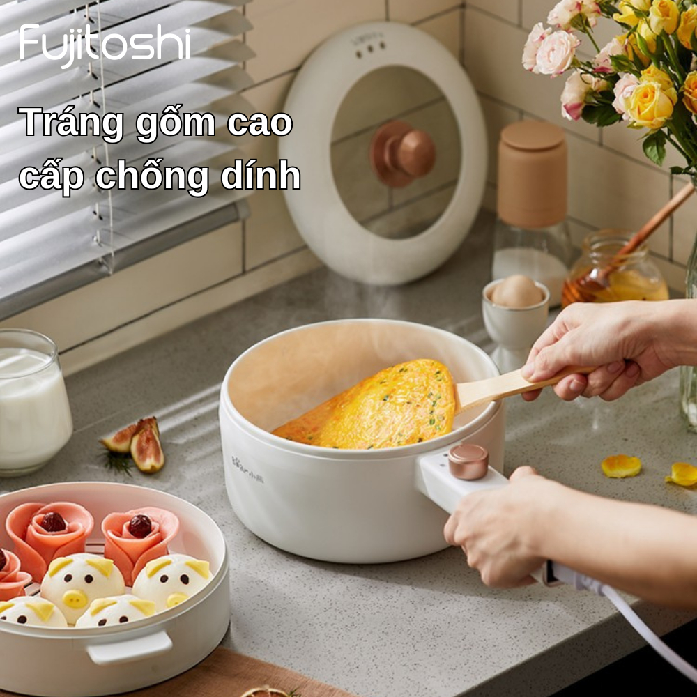 Nồi điện đa năng Fujitoshi Bear15P6M2  dung tích 1.6L 15P6M2 2 tầng có thể nấu lẩu, chiên xào....