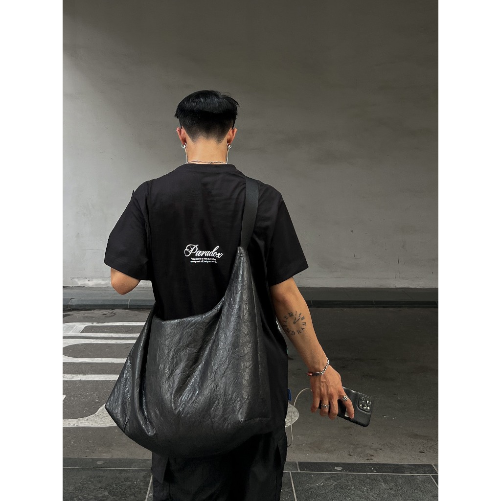 Áo thun form rộng Paradox tay lỡ - Unisex - In hình - DAHLIA FLOWER - Đen