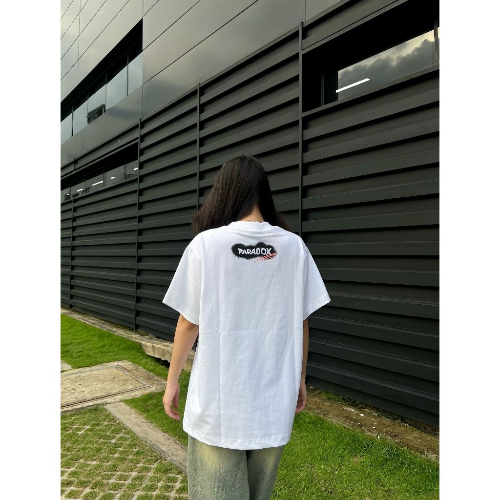 Áo thun form rộng Paradox tay lỡ - Unisex - In hình - DEFINITION - Trắng