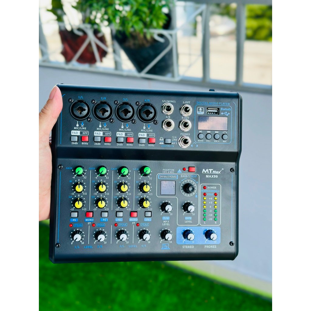 Mixer Yamaha Max 99 USB bluetooth 16 chế độ vang karaoke gia đình, livestream fb