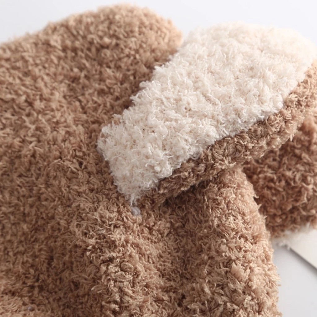 Mũ len cho bé trai, bé gái lông cừu tai thỏ có cúc che kín tai