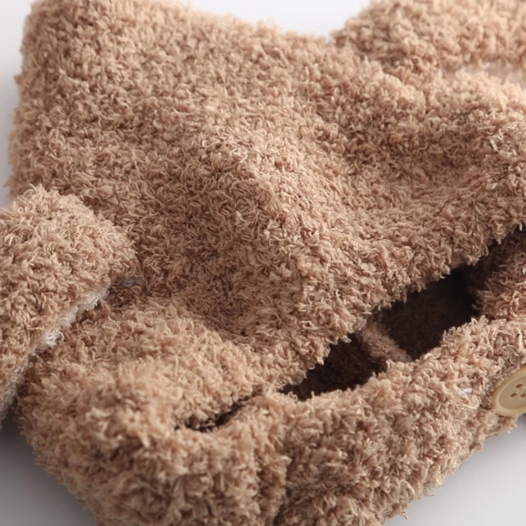 Mũ len cho bé trai, bé gái lông cừu tai thỏ có cúc che kín tai