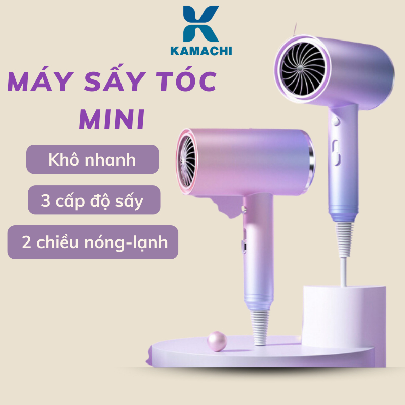 Máy sấy tóc mini, máy sấy tóc DELA công suất lớn, tạo kiểu tóc chuyên nghiệp, 2 chiều nóng lạnh, ánh sáng xanh MST06