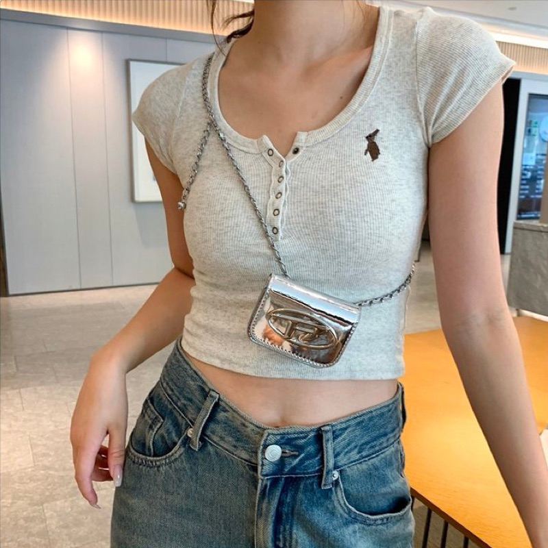 Túi mini đeo chéo mác D đeo bụng đeo hông bản 4 màu