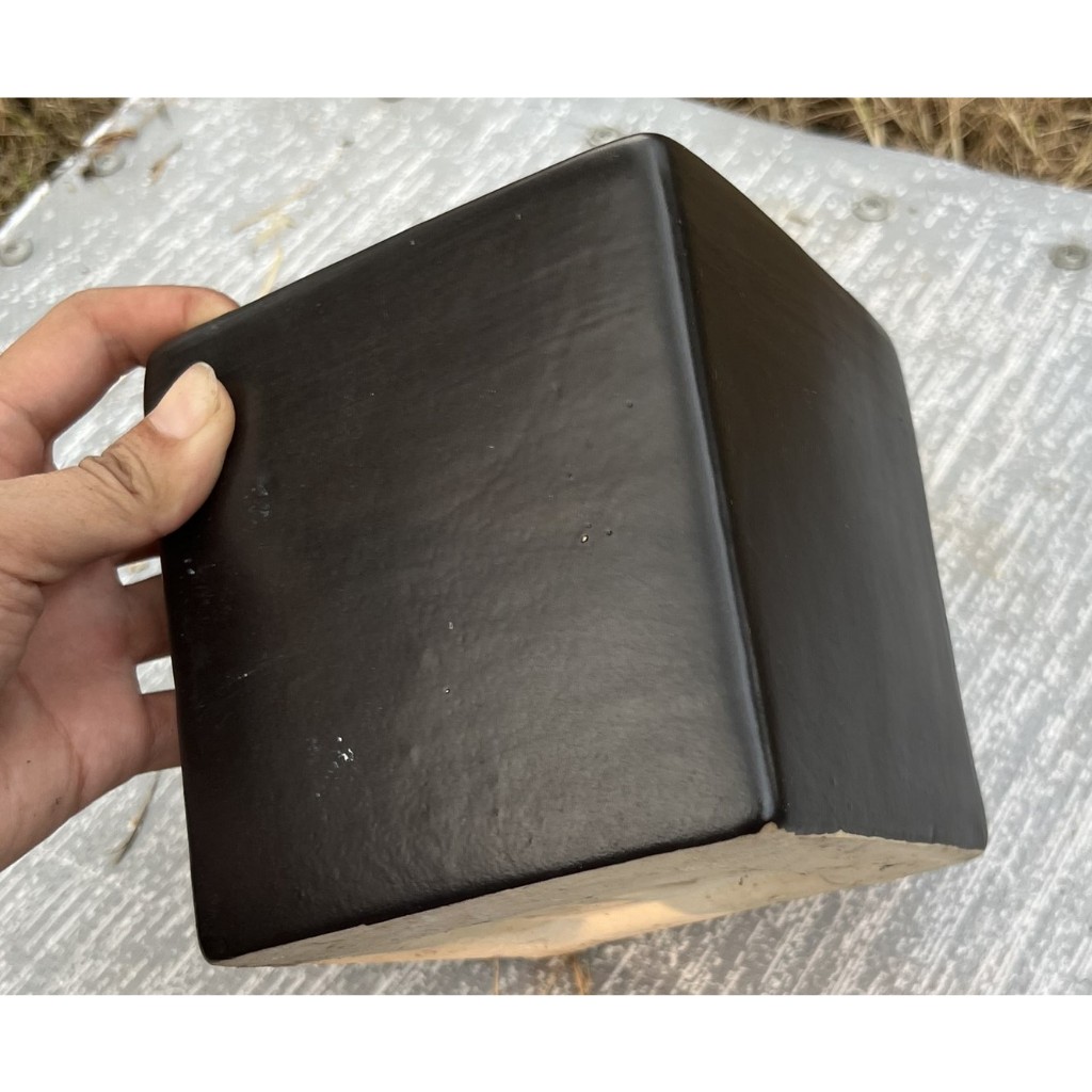 Chậu sứ vuông 2 size màu đen men nhám – 16x16 và 11.5x11.5cm -  Chậu hoa, cây kiểng - Hỗ trợ thay chậu khi mua cây