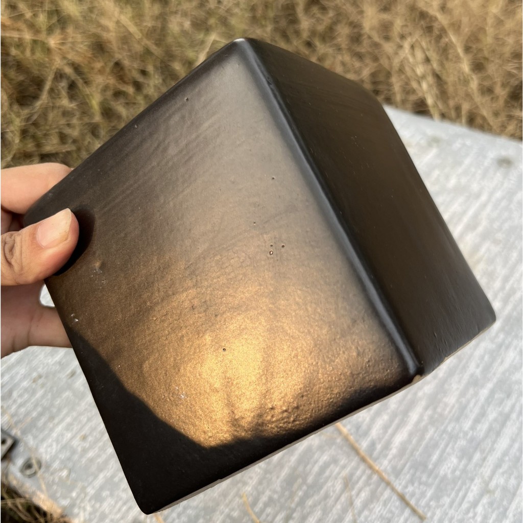 Chậu sứ vuông 2 size màu đen men nhám – 16x16 và 11.5x11.5cm -  Chậu hoa, cây kiểng - Hỗ trợ thay chậu khi mua cây