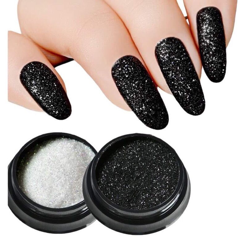 Nhũ rắc kim cương siêu mịn tinh thể màu trắng đen làm móng HN NAIL NEW