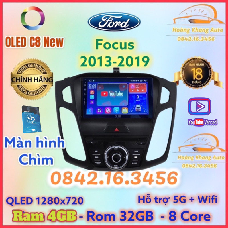 Màn hình android OLED C8 New - OLEDPRO X4 theo xe Focus 2013 - 2019 kèm dưỡng và jack nguồn zin theo xe