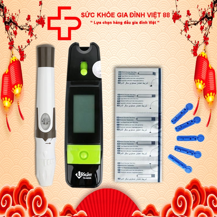 Máy đo đường huyết Uright TD-4265 tặng 10 que thử + 10 kim chích máu