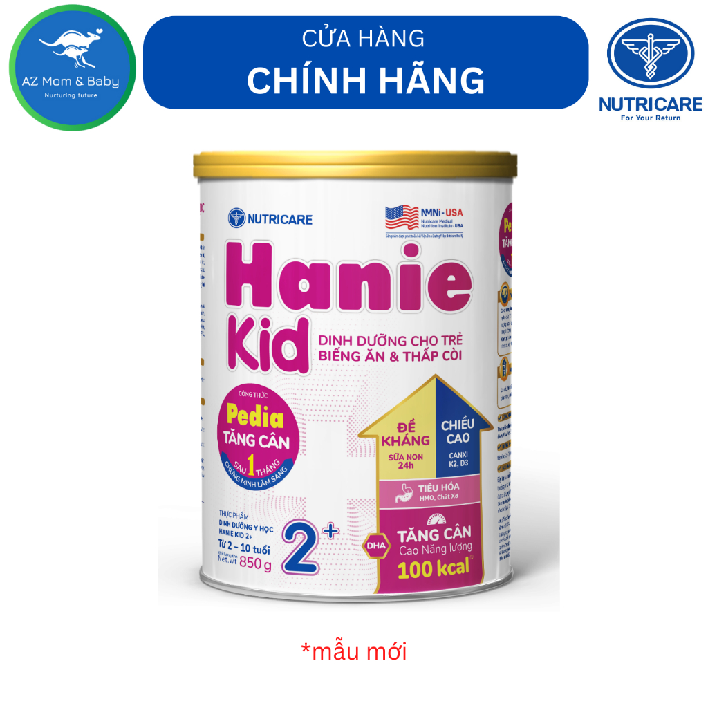 Sữa bột Nutricare Hanie Kid 2+ cho trẻ biếng ăn và suy dinh dưỡng (900g)