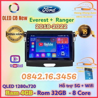 Màn hình android oled c8 new - oledpro x4 theo xe ranger + everest 2018 - 2022 kèm dưỡng và jack nguồn zin theo xe