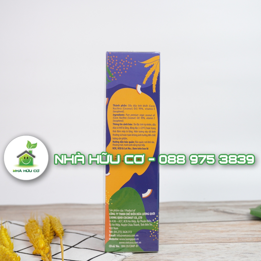 Dầu dừa tinh khiết vitamin E Vietcoco - chai vòi xịt 250ml Date:9/2/2025 - Nhà Hũu Cơ