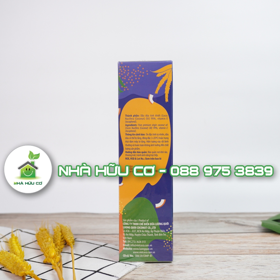Dầu dừa tinh khiết vitamin E Vietcoco - chai vòi xịt 250ml Date:9/2/2025 - Nhà Hũu Cơ