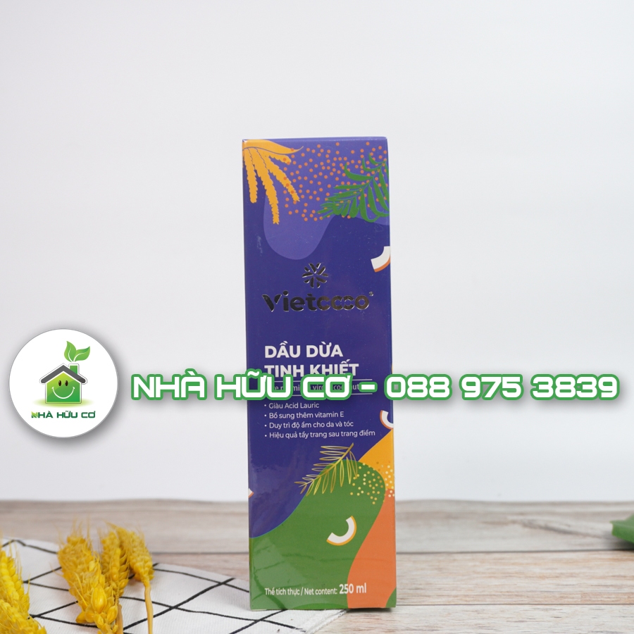 Dầu dừa tinh khiết vitamin E Vietcoco - chai vòi xịt 250ml Date:9/2/2025 - Nhà Hũu Cơ