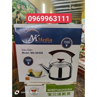 Ấm đun nước inox 304 5l cắm điện NK Media giá rẻ, bình siêu tốc 5 lít