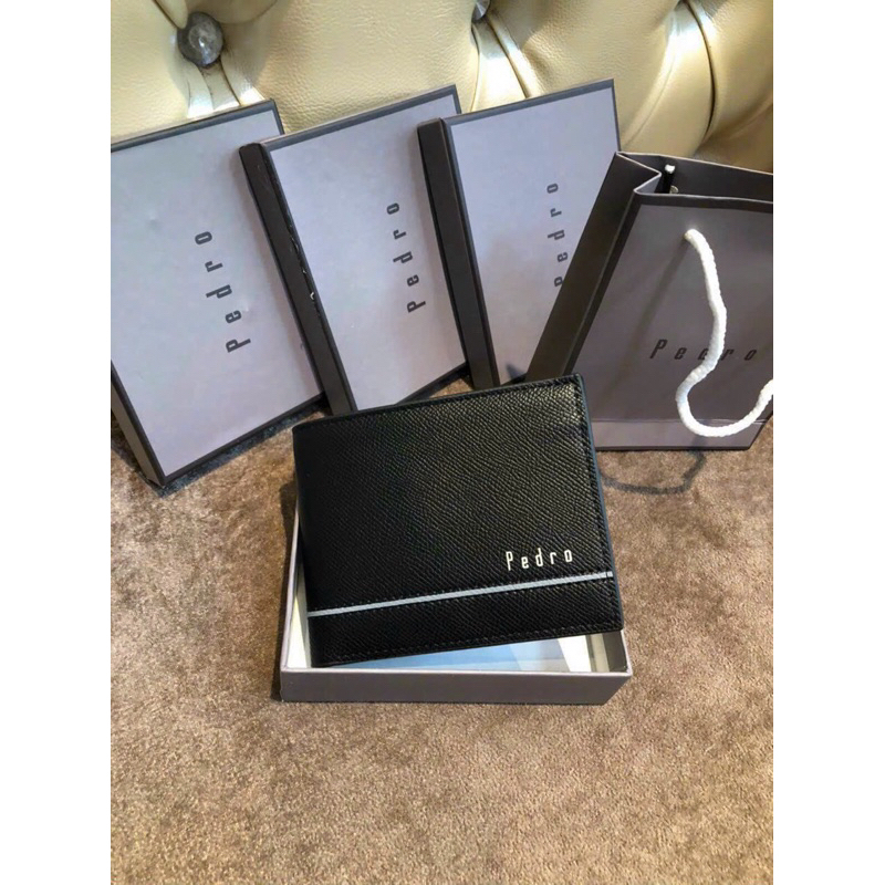 Bóp Nam Dáng Ngang Da Vân Xước Cao Cấp Kèm Hộp Sang Trọng