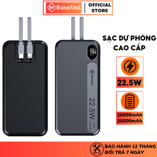 Sạc dự phòng 20000mAh Basefast Pin sạc nhanh 22.5W màn Led hiển thị tích hợp 2 cáp sạc cho iP samsung