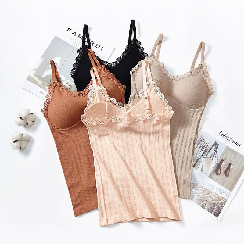 Áo bra dáng dài, áo 2 dây ren có đệm cao cấp, áo bra gân tăm quảng châu