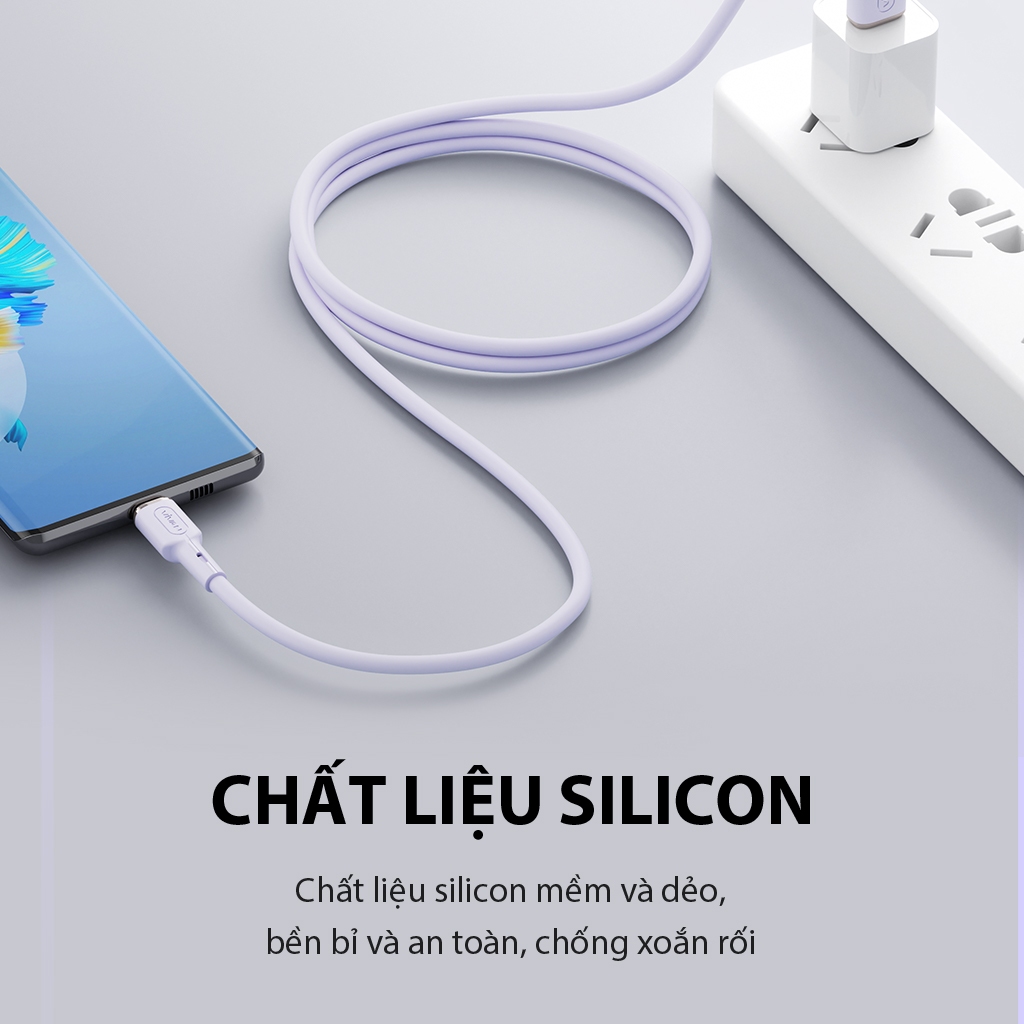 Cáp Sạc Nhanh VIVAN VSL100S/ VSC100S/ VSM100S (Lightning/ Type C/ Micro USB) 1m Chất Liệu Silicon Mềm Dẻo Chống Xoắn Rối