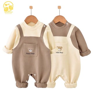  Bodysuit cho bé dài tay chất Cotton,quần áo thu đông cho bé trai bé gái Hình Gấu dễ thương Mẫu quần áo sơ sinh 0-12M 