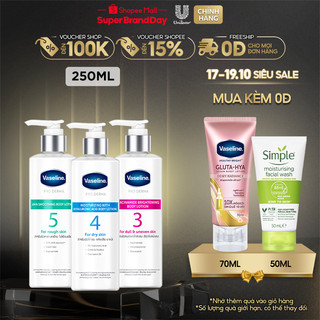 Dưỡng thể hoạt tính Vaseline dưỡng da sáng ẩm căng mịn với hoạt chất tối ưu 250ml