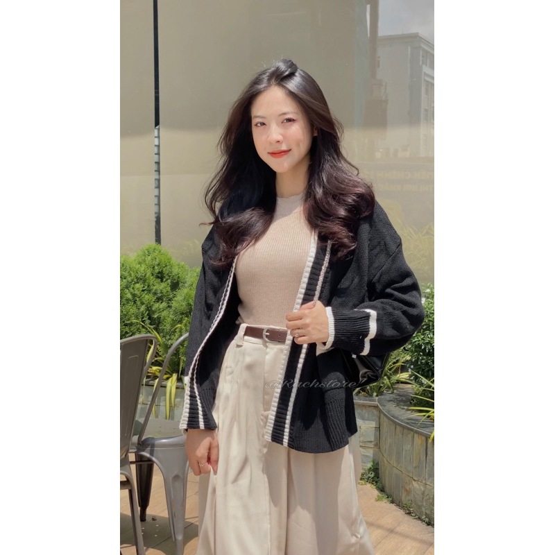 Áo Cardigan - 855 - 2 Túi - Không Nút - Viền