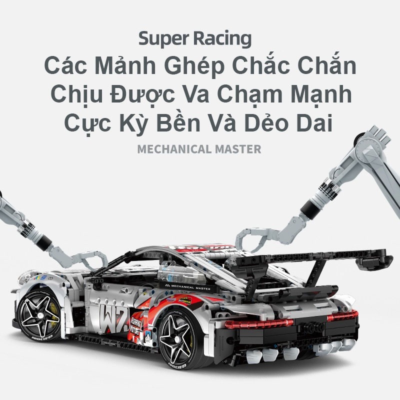 Đồ Chơi Lắp Ráp Kiểu Lego Điều Khiển Từ Xa RC Technic 2in1 Siêu Xe Porsche 911 Biến Hình Máy Bay Chiến Đấu 1861 PCS