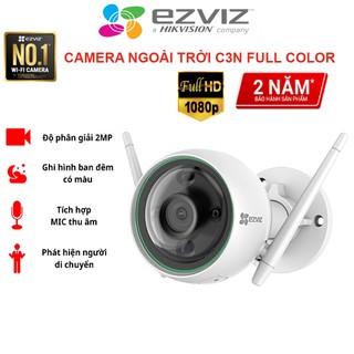 Camera Wifi EZVIZ C3N 2.0MP 1080P Ngoài trời có màu ban đêm, tích hợp tính năng AI,phát hiện chuyển động -Bảo hành 24TH