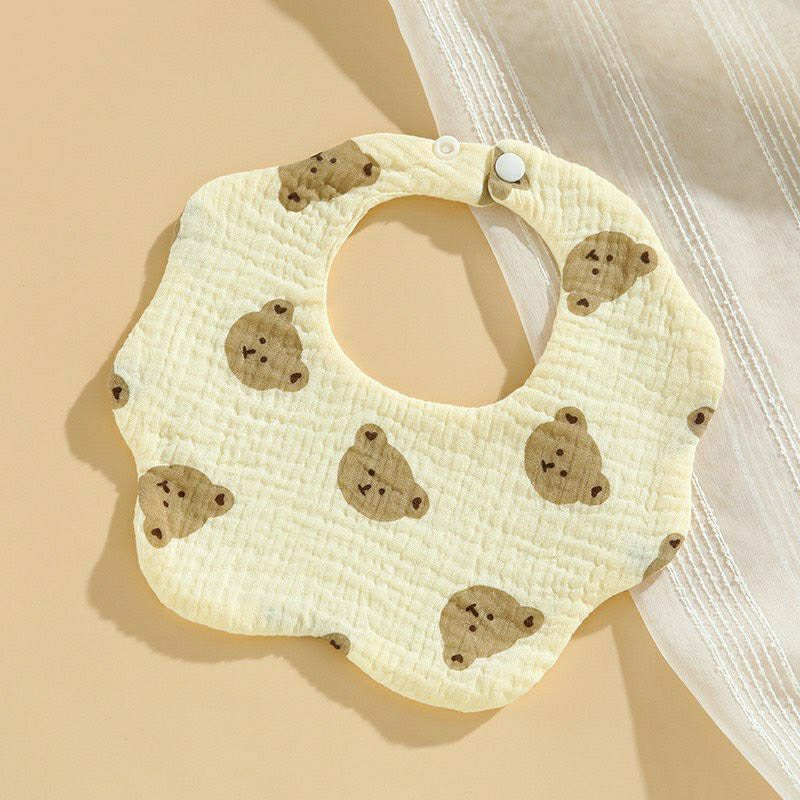 Khăn yếm cho bé xô muslin cổ tròn xoay 360 độ thấm hút mềm mại