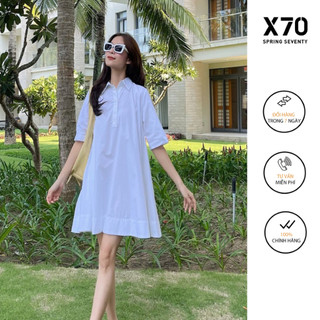 Đầm Váy Nữ Sơ Mi Kiểu Dáng Chữ A Thiết Kế Tay Ngắn Thời Trang X70 - 00860011