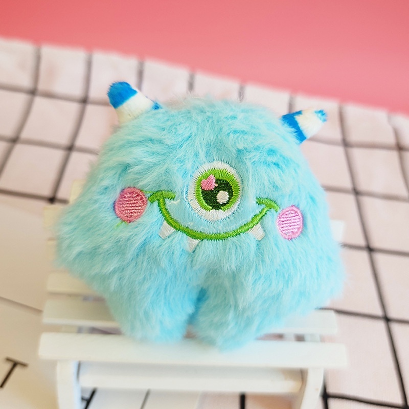 Móc khóa lông thú hình quái vật mắt to siêu dễ thương đủ màu sắc BZ033