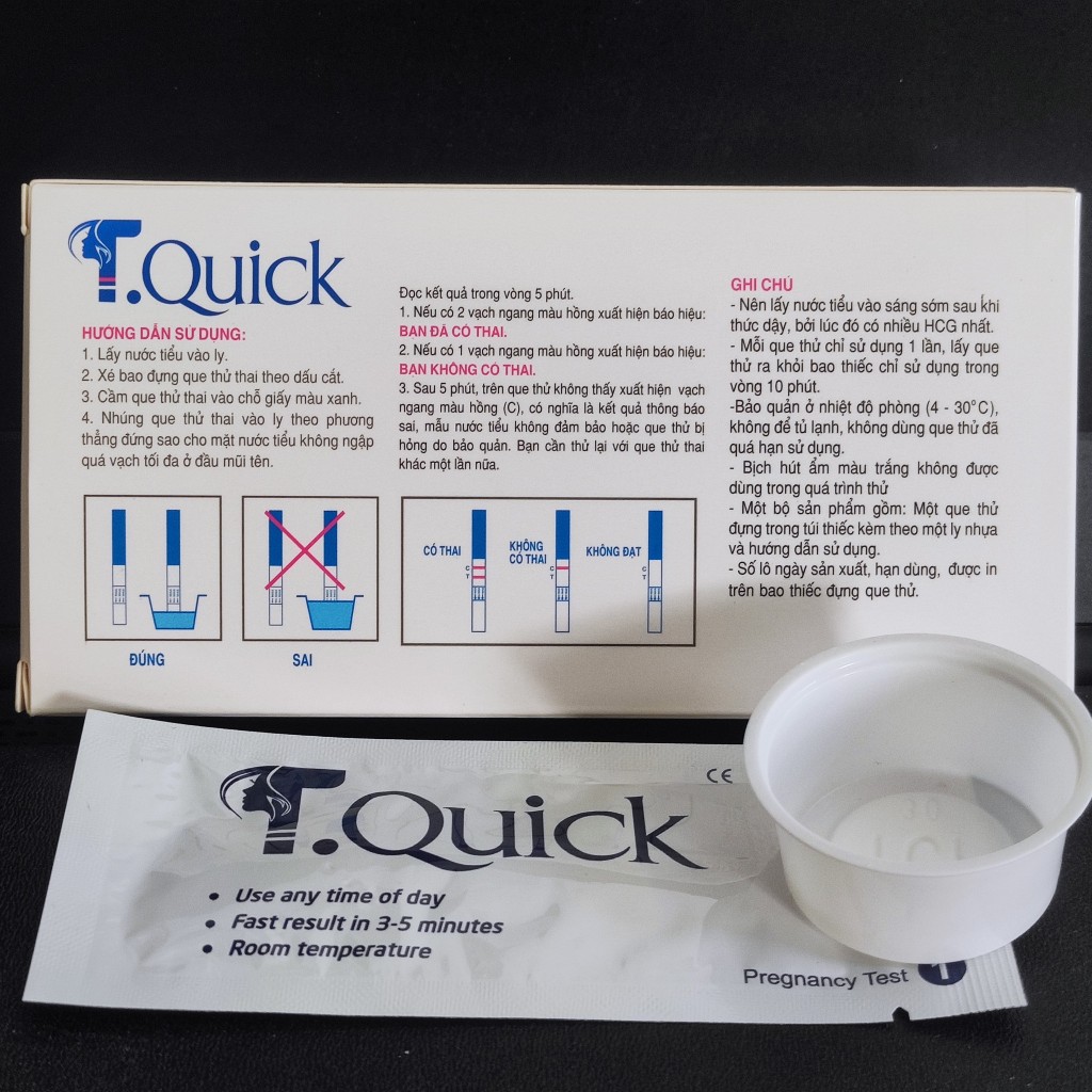 Que Thử Thai Sớm T Quick Chính Xác 99.9%, Que Test Thai Nhanh Bản To 5mm - Habiphar