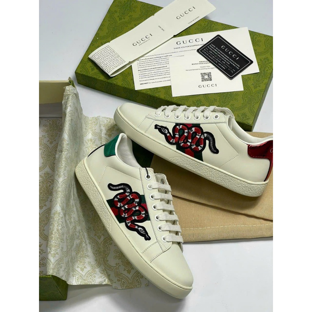 Giày Gucci Love, Giày Thể Thao Gucci Chun + GC ong vàng rắn thêu Hàng Cao Cấp