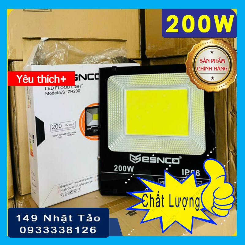 Đèn Led Pha Cob 200W Cao Cấp chính hãng Esnco chuyên dùng cho ngoài trời IP66 chống mưa chống bụi chống sốc chất lượng