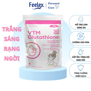  Viên uống VTM Glutathione hỗ trợ làm sáng da hỗ trợ giảm triệu chứng khô da nhăn da nám da - gói 30 ngày 
