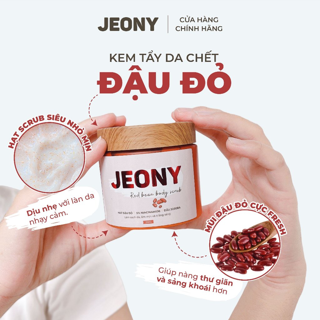 J09 Tẩy Tế Bào Chết Body Đậu Đỏ Jeony - Tẩy Da Chết Mịn Ngay, Lưu Hương, Giúp Dưỡng Trắng Da Toàn Thân, Giảm Mụn Mờ Thâm