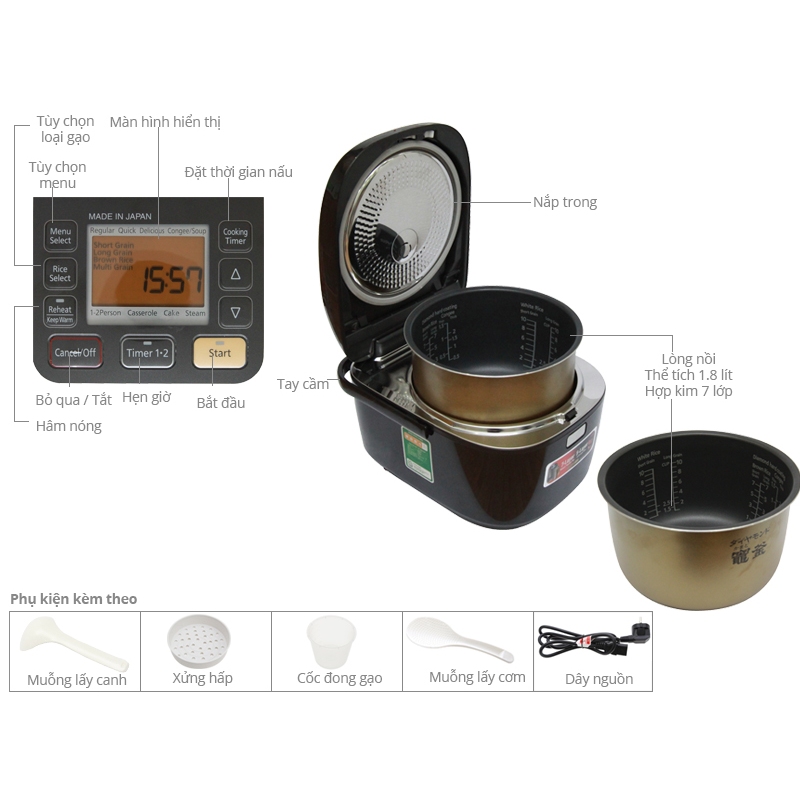 Nồi cơm cao tần Panasonic 1.8 lít SR-HB184KRA