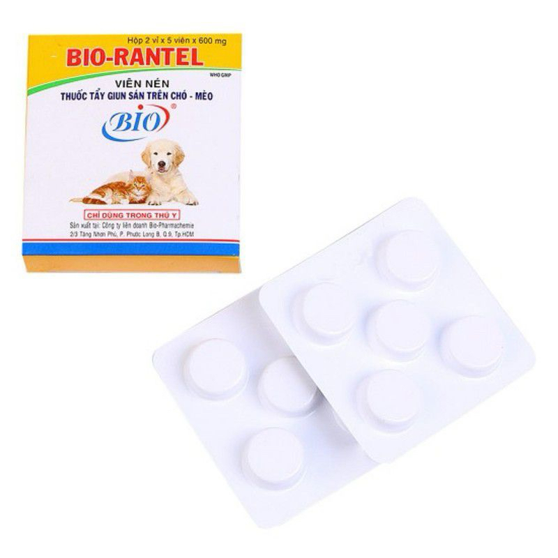 BIO RANTEL - Viên tẩy giun sán cho chó mèo 5 viên/10 viên 600MG