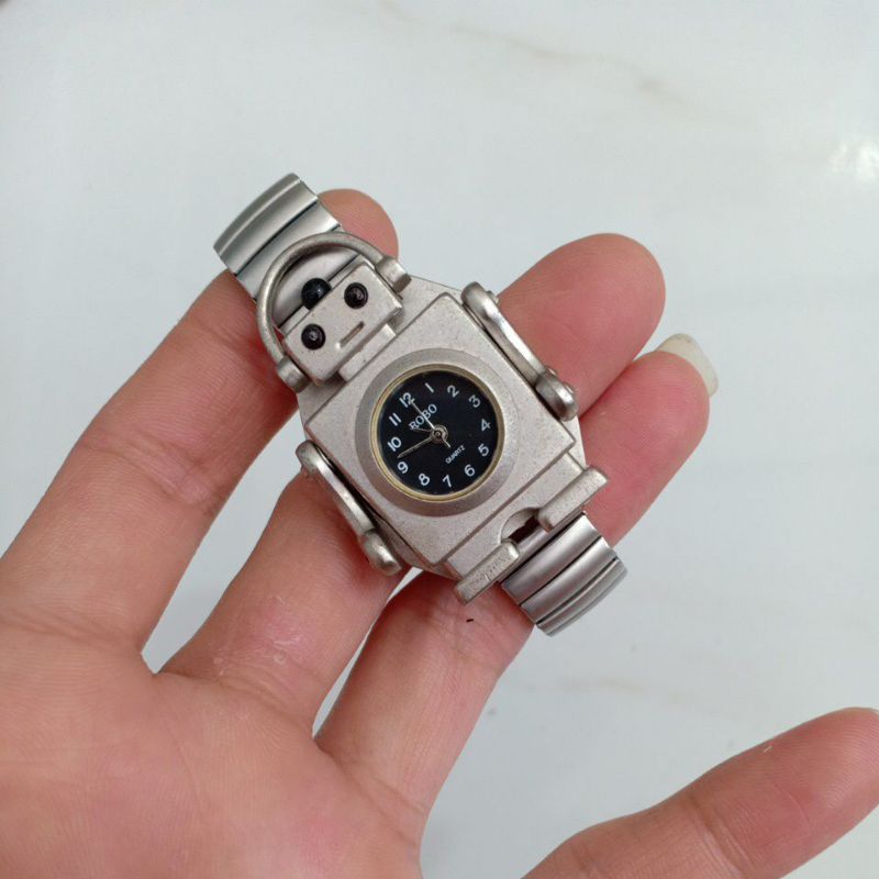 Đồng hồ si nam nữ dây chun hiệu ROBO hình robot độc lạ hàng sưu tầm độ mới 90%