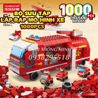 BST đồ chơi lắp ráp mô hình xe cứu hỏa, xe cảnh sát 1000pcs, đồ chơi lắp ráp trẻ em