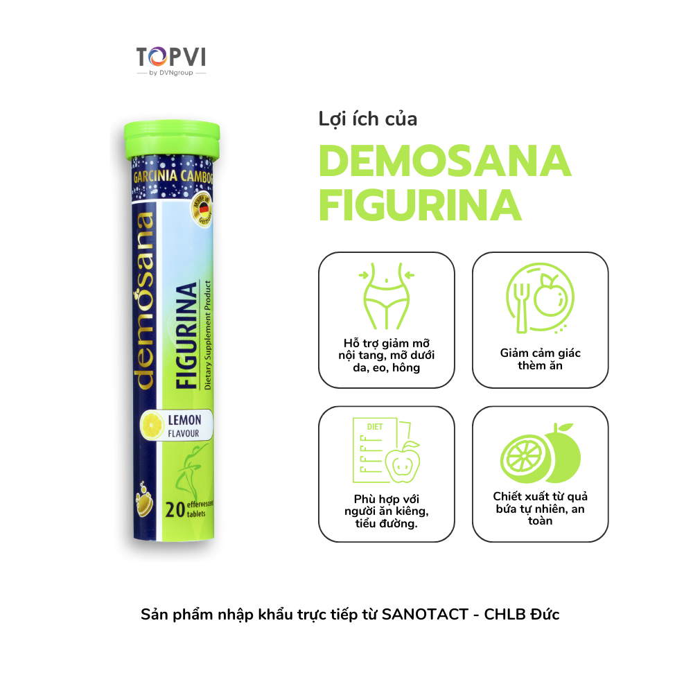 Viên sủi hỗ trợ giảm cân an toàn Demosana Figurina - Vị chanh nhập khẩu Đức