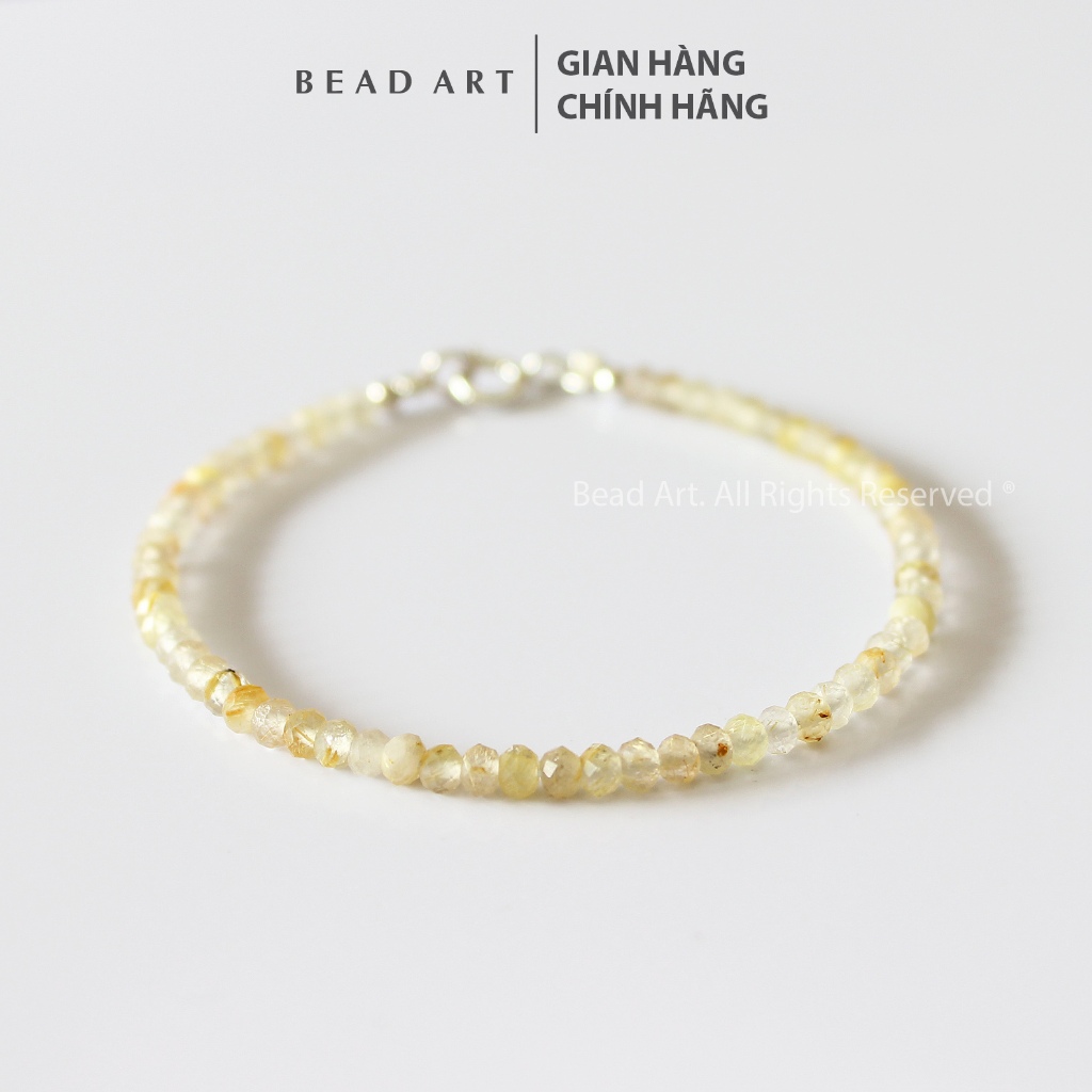 Vòng Tay 3x2MM T. Anh Tóc Màu Vàng Và Bạc 925, Vòng Tay Phong Thuỷ, Lắc Tay, Thổ, Kim, Vòng Full - Bead Art