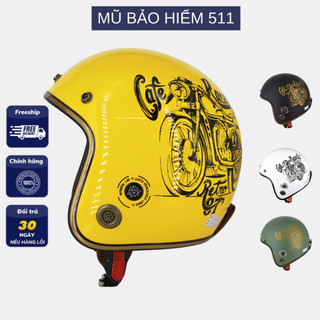 Mũ bảo hiểm 3/4 VARO - viền đồng tem xe Cafe Race
