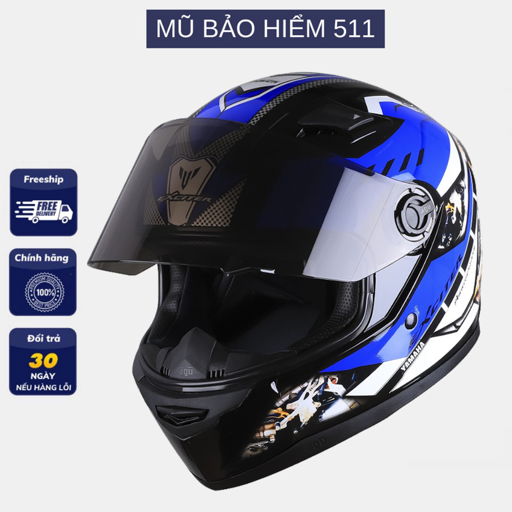 Mũ bảo hiểm Fullface AGU 69 tem Exciter - tặng túi thời trang đựng mũ