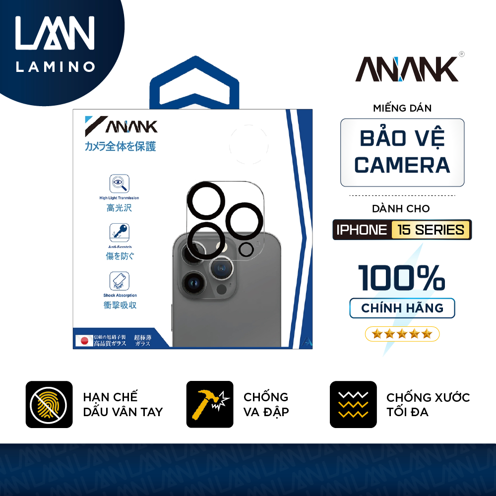 Cường lực bảo vệ cụm kính camera ANANK dành cho iPhone 15 series
