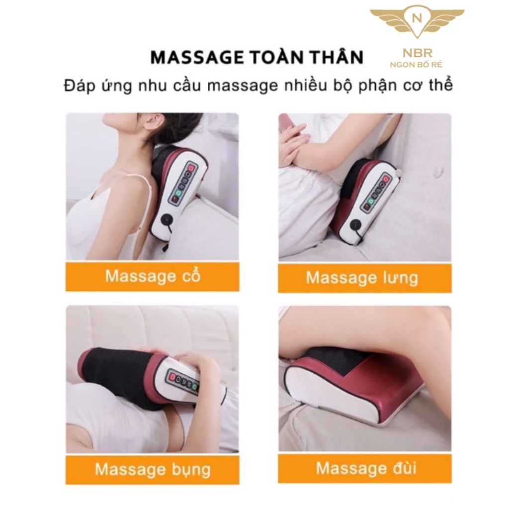 Gối Massage Cổ Vai Gáy, Máy Massage Hồng Ngoại 20 Bi Cao Cấp Hỗ Trợ Mát Xa Toàn Thân Hiệu Quả - G3