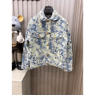 [Hight Quality] Hàng Có Sẵn!! Áo Jacket LV Luon Vuituoi - Denim LV Họa Tiết Xanh Trắng Phối Wash Rách Sang Trọng